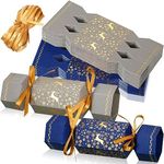 Tenceur 100 Pcs Christmas Cracker Kit No Snap Xmas Party Table Favors Snowflake Reindeer DIY Christmas Party Cracker Candy Boxes Christmas Party Favor for Holiday Decoration (Blue And Silver)