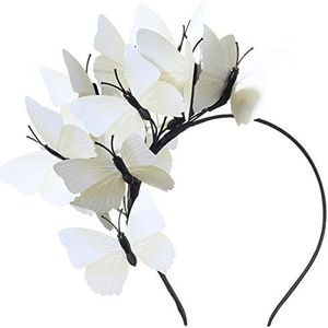 Coucoland Butterfly Fascinator Hat Monarch Butterfly Headband Crown Tea Party Halloween Costume Headpiece, D-White, one size