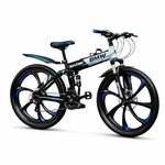 ROAD FASTARS BMV X6 Foldable Cruiser Bicycle | 26-Inch Bike with 21-Speed Gears, Dual Disc Brakes, Hydraulic Suspension & Carbon Steel Frame | Perfect for City & Off-Road Adventures (Black 6 Spoke)