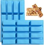 YXHZVON 2 Pieces Chocolate Bar Moulds, 12 Cavity Cereal Bar Moulds, Rectangular Silicone Mould for Truffle, Ganache, Muffin, Brownie, Cornbread, Cheesecake, Candle and Soap (Blue)