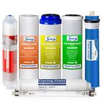 iSpring F7KU75 Replacement Under-Sink Water Filter Cartridges Set for 7-Stage 75 GPD Membrane Reverse Osmosis RO Water Filtration Systems with Alkaline Mineral Filter and UV Bulb