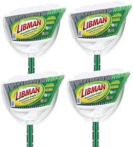 Libman Commercial 206 Precision Angle Broom with Dust Pan, Steel Handle, 11" Wide, Green and White (Pack of 4)