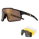 KAPVOE Polarized Cycling Glasses With 4 Interchangeable Lenses Tr90 Frame For Men Women Sports Sunglasses Mountain Bike Glasses MTB Bicycle Goggles Running Brown Black 04