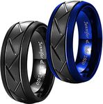 Tioneer Tungsten Carbide Zigzag for Men Groove Design Wedding Band, (Size 8mm) (Ring Size 8-13)