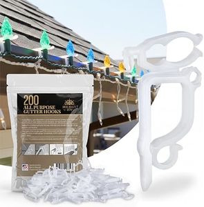 Holiday Joy Christmas Light Clips - Pack of 200 Clear, All-Purpose Gutter Hooks for Outdoor String Lights and Decorations