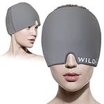 WILD+ Migraine Cold Cap, Gel Cold & Hot Therapy Headache Relief Ice Cap, Reusable Ice Heat Pack, Migraine Mask Used for Sinusitis/Tension/Stress/Puffy Eyes-Grey