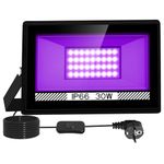 T-SUNUS 30W LED UV Black Light, 400-405nm Wavelength UV Light, IP66 Waterproof Stage Flood Lighting for Aquarium Body Paint Performance Stage Bar Club Fluorescent Party Valentine Decorations