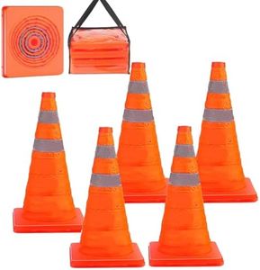 4 PCS Traffic Cones,Collapsible Traffic Safety Cones,Multi Purpose Pop-up Cones with Reflective Collar, for Road Parking, Driving Practice, Parking Lot,Road Risk Avoidance Tips (28 in)