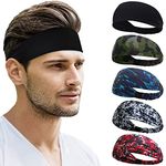 Beister Sports Headbands for Men & Women (5 Pack), Moisture Wicking Sweatbands, Elastic Non Slip Sweat Bands, Athletic Workout Fashion Wide Hair Bands for Running, Cycling, Basketball, Yoga