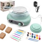 Hitish Mini Pottery Wheel, 4.7" Pottery Wheel for Kids Teens & Adults Beginners, Plug-In Motor, 1.32Lb Air Dry Clay, Crafts Kit for Home DIY, Ceramic Work & Art Creation, Clay Tools Included