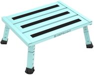 DEPSUNNY Adjustable Height Aluminum RV Step, Stable Foldable Platform Step Stool, Supports Up to 1,000 lb, Non-Slip Rubber Feet and Platform Mat, Easy to Carry (Seafoam Green)