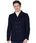 ESSENTIELE Woolen Tweed Navy Blue Men Pea Coat | Casual and Festive Blazer Coat Jacket (XX-LARGE)
