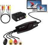 Video Capture Card, USB 2.0 Video Capture Device, Video Converter Grabber for RCA to USB-Convert VHS VCR Hi8 Mini DV to Digital, for PC TV Tape Player Camcorder, Mac OS X or Windows Compatible