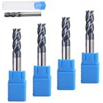 WAMGR End Mills-4pcs Tungsten Carbide End Mill Bits 6mm Shank Single Flute Spiral CNC Milling Cutter, 4 Flute 45°,6mm Diameter x 50mm Length Square Nose End Mill