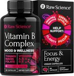 S RAW SCIENCE Vitamin B-Complex - B Vitamins: B1 B2 B3 B5 B6 B7 B9 B12, Biotin, Folic Acid for Energy & Immune Support Supplement, Super B Complex for Women & Men's Nervous System