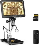 TOMLOV DM9 Pro 7" HDMI Digital Microscope 1200X with IPS Screen, 1080P 16MP Coin Microscope Magnifier for Entire Coin View, LCD Soldering Microscope for Adult, 10 LED Lights, PC/TV Compatible, 32GB