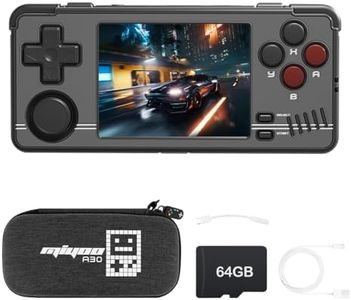 Miyoo A30 Handheld Game Console 2.8 inch Screen Classic System Retro Video Games Consoles Portable Rechargeable Hand Held White 64GB with Case (Dark Gray)