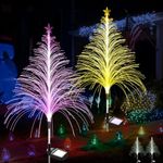 2 Packs Christmas Tree Solar Garden Light with Multi-Colored Change, Auto ON/Off Garden Solar Light, Solar Light for Garden, Porch, Christmas and Festival Decoration (Height: 38 Inch)