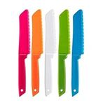 5 Pieces Plastic Kid Kitchen Knife Set, Nylon Chef Knife Children's Safe Cooking Knives for Baking, Fruit, Bread, Cake, Lettuce Knife, Salad Knife…