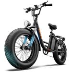 URLIFE 20" x 4.0 Electric Bike, Fat Tire E-Bike with 48V 15.6Ah Removable Battery, Colorful LCD Display, 7 Speed, Up to 110km, Electric Mountain Bike with Front Suspension for Adults (BLACK)