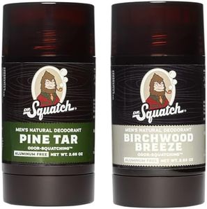 Dr. Squatch Natural Deodorant for Men – Odor-Squatching Men's Deodorant Aluminum Free - Pine Tar + Birchwood Breeze (2.65 oz, 2 Pack)