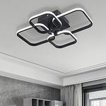 XEMQENER 60W LED Ceiling Light, 6000K Daylight LED Built-in Lamps, Flush Mount Lighting Fixture for Living Room Bedroom Lounge (4 Black Squares, Cool White)