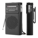 SEANCHEER 169 Mini Portable Radio Battery Operated, Small Pocket Transistor Radio Support AM/FM with Tuning Light, Personal Simple Radio for Elderly with Speaker