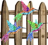 cakefly 3 PCS Large Metal Hummingbird Garden Ornaments Outdoor, Metal Wall Art Big Hummingbird Decorations for Outside Garden Shed Fences Yard Decorations Wall Hanging