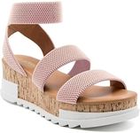 Athlefit Women's Wedge Sandals Platform Sandals Elastic Strap Wedge Sandals Size 7 Blush