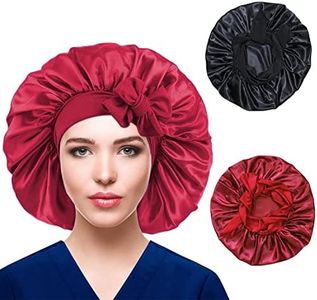 Large Satin Silk Hair Bonnets,2Pcs Elastic Band Satin Sleep Bonnet Soft Sleeping Cap for Women,Silk Bonnet Satin Bonnet Hair Bonnet Large Bonnet Hair Wrap,Satin Bonnet Silk Bonnet Hair Bonnet,Color B