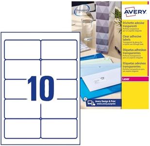 AVERY - Pochette de 250 étiquettes autcocollantes transparentes brillantes, Personnalisables et imprimables, Format 96 x 50,8 mm, Impression laser, (L7783-25)