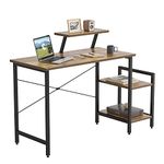 CubiCubi Small Computer Desk 100 x 50 cm Home Office Multipurpose Writing Desk with Extra Storage Rack and Moveable Shelf,Rustic Brown