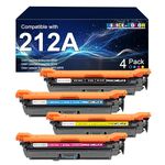 212A Black,Cyan, Magenta, Yellow Toner Cartridges 4 Pack Replacement for HP Color Laserjet Enterprise M555,M554 Series, Color Laserjet Enterprise MFP M578 Series Printer Ink