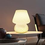 MLOQI Mushroom Table Lamp for Living Room Small Table Lamp for Bedroom Glass Cute Lamp with a 3 Color Bulb, Mushroom Night Light Aesthetic Room Decor Nightstand Lamp