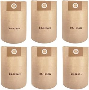 6-Pack 25-1230 Disposable Filter Bags Replacement for Stanley 4-5 Gallon Wet/Dry Vacuums SL18129, SL18130, SL18130P