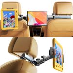 LISEN Car Headrest Tablet Holder [Extension Arm] 2024 Mount for iPad Pro, Air, Mini, Galaxy, Fire - Back Seat for Kids, Road Trip Essentials (4.7-11")