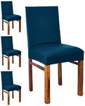 Amazon Brand - Solimo Polyester Spandex Stretchable Dining Chair Slipcover (Pack of 4, Teal)