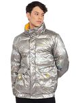 Matelco Men Puffer Full Sleeves Jacket (L, Silver)