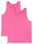 Fruit of the Loom Men's Eversoft Cotton Sleeveless T Shirts, Breathable & Moisture Wicking with Odor Control, Sizes S-4x Undershirt, Tank-2 Pack-Neon Pink, XL (Pack of 2)