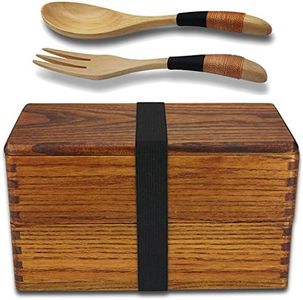 Wooden Bento Boxes, Bento Boxes for Adults, AOOSY Japanese Vintage Traditional Natural Square Wooden Lunch Food Containers Storage For Women Kids Boys Office School Camping Picnicking, FDA Approved