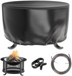 Round Fire Pit Cover 50 Inch Solo Stove Cover Heavy Duty Fire Table Cover Outdoor Gas Fire Pit Cover 100% Waterproof Three-Layer Composite Material 50" D x 24" H Black