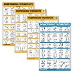 Palace Learning 4 Pack - Suspension Workout Posters Volume 1, 2 & 3 + Bodyweight Exercise Chart - Set of 4 Posters (LAMINATED, 18" x 24")