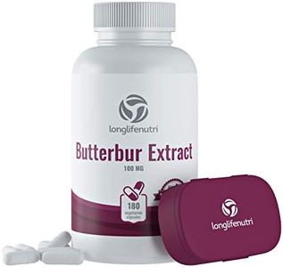 Butterbur Extract 100mg 180 Vegetarian Capsules | Made in USA | Natural Headache Supplement | Migraine and Allergy Relief | Supports Healthy Bladder and Inflammation | 100 mg Pure Powder Pill Formula