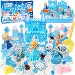 Vamei Play Sand for Kids, Frozen Sandbox Kit with 900g Magic Sand & Toy Castle & Elsa Toys & Snowman Sensory Toys Sand Toys Magic Sand Play Set Frozen Gifts for Kid Boys Girls Age 3 4 5 6 7