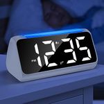 Alarm Clock Bedside with Night Light, Simple Large LED Display Big Number Digital Alarm Clocks for Living Room, with Dimmer USB Charger, Dual Alarm Clocks, Room Decor