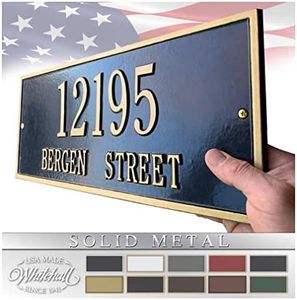 Whitehall™ Personalized Cast Metal Address plaque - The Hartford Plaque. Made in the USA. BEWARE OF IMPORT IMITATIONS. Display your address and street name. Custom house number sign.