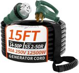 PlugSaf 50 Amp Generator Cord, 15FT