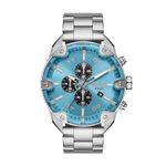 Diesel Spiked Stainless Steel Chronograph Men's Watch, Color: Silver/Blue (Model: DZ4655)