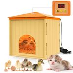 Upgraded Smart Chicken Coop Heater, 50W Chick Brooder Box Heater with Auto-Temperature Controllers,Safe Energy Efficient Design, Fan & LED Light,UL-Compliant,11.4''x11.4''x13.8''