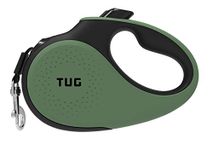 TUG 360° Tangle-Free Retractable Dog Lead for Up to 15 kg Dogs | 5 m Strong Nylon Tape | One-Handed Brake, Pause, Lock (Small, Green)